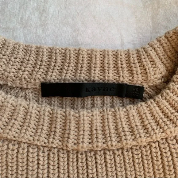 Jenni Kayne Cotton Fisherman Crewneck Knit Sweater Oatmeal